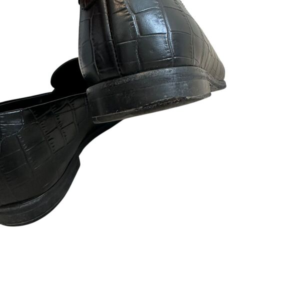 Jenni Kayne Crocodile Embossed Loafers Black Size 37 / US 6.5-7 - Picture 4 of 12